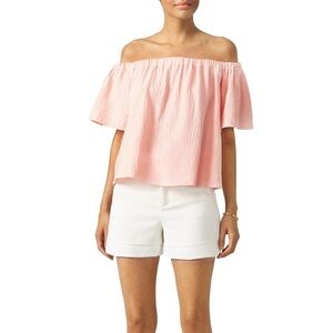 NWT Rebecca Taylor Peach Off the Shoulder Gauze Top Size 8